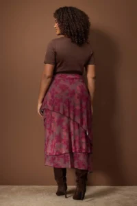 Trendyol Curve Burgundy Knitting Plus Size Skirt - Image 4