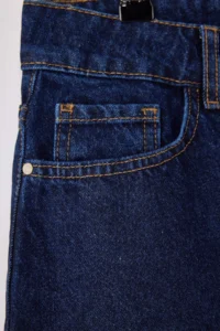 Trendyol Curve Dark Blue Buttoned Front 100% Cotton Non-Stretch Plus Size Denim Skirt - Image 6