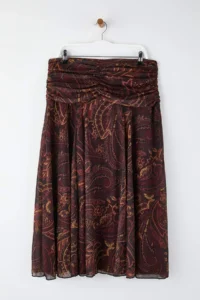 Trendyol Curve Multicolored Maxi Ruffle/Drape Detailed Boho/Boho Chic Printed Tulle Flexible Knitting Skirt - Image 2