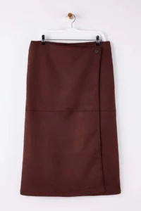Trendyol Curve Brown Suede Midi Plus Size Skirt - Image 5