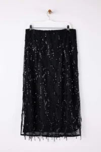 Trendyol Curve Black New year Weaving Plus Size Skirt - Image 2