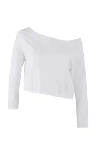Trendyol Curve Black-White 2 Sets Paket 100% Cotton Asymmetric Boat Neck Crop Knitting T-Shirt - Image 10