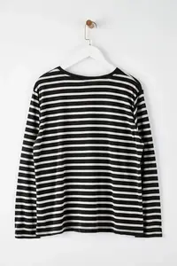 Trendyol Curve Black Striped Regular/Normal Pattern Basic Crew Neck Knitting T-Shirt - Image 2