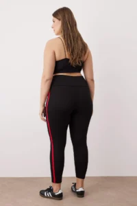 Trendyol Curve Black Side striped Plus Size Knitting Leggings - Image 5