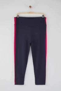 Trendyol Curve Navy Blue Side striped Plus Size Knitting Leggings