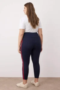 Trendyol Curve Navy Blue Side striped Plus Size Knitting Leggings - Image 5