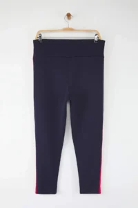 Trendyol Curve Navy Blue Side striped Plus Size Knitting Leggings - Image 8
