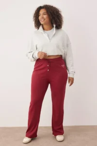 Trendyol Curve Burgundy High Waist Elastic Waist Printed Knitting Plus Size Leggings