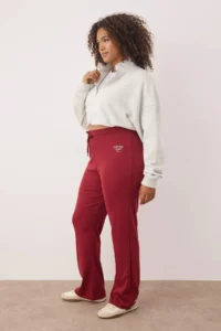 Trendyol Curve Burgundy High Waist Elastic Waist Printed Knitting Plus Size Leggings - Image 2