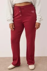 Trendyol Curve Burgundy High Waist Elastic Waist Printed Knitting Plus Size Leggings - Image 3