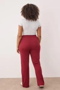 Trendyol Curve Burgundy High Waist Elastic Waist Printed Knitting Plus Size Leggings - Image 4