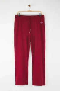 Trendyol Curve Burgundy High Waist Elastic Waist Printed Knitting Plus Size Leggings - Image 5