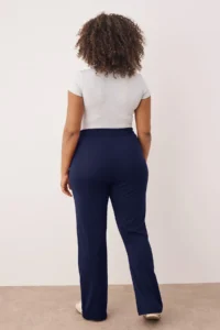 Trendyol Curve Navy Blue High Waist Elastic Waist Printed Knitting Plus Size Leggings - Image 4