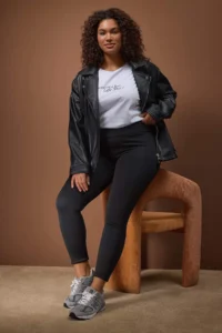 Trendyol Curve Winter Essential/Ski Collection Black Warm Full Size Leggings with Fleece/Plush Inside - Image 2