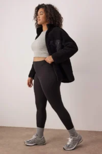 Trendyol Curve Black Soft Brushed Material Reflector Print Detailed Full Size Knitting Sports Leggings - Image 2