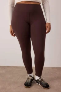 Trendyol Curve Brown Soft Brushed Material Reflector Print Detailed Full Size Knitting Sports Leggings - Image 3