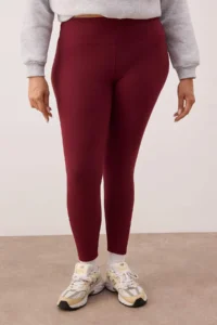 Trendyol Curve Burgundy Soft Brushed Material Reflector Print Detailed Full Size Knitting Sports Leggings - Image 3