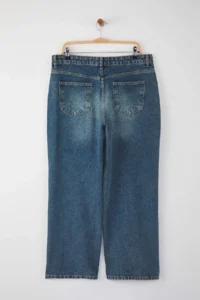 Trendyol Curve Mavi Soluk Efekt Vintage High Waist Wide Leg 100% Cotton Non-Stretch Wide Leg jeans - Image 7