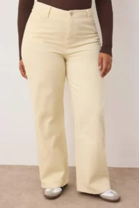 Trendyol Curve Ecru High Waist Wide Leg Plus Size Wide Leg jeans - Image 3
