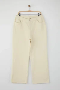 Trendyol Curve Ecru High Waist Wide Leg Plus Size Wide Leg jeans - Image 5