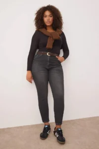 Trendyol Curve Gray High Waist Flexible skinny denim plus size jeans - Image 2
