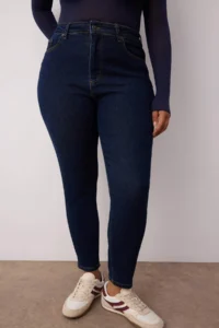 Trendyol Curve Dark Blue High Waist Flexible skinny denim plus size jeans - Image 3