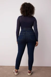 Trendyol Curve Dark Blue High Waist Flexible skinny denim plus size jeans - Image 4