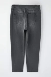 Trendyol Curve Anthracite Yüksel Waist Destroy Detailed 100% Cotton Non-Stretch Plus Size Mom jeans - Image 6