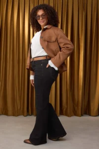 Trendyol Curve Special Collection Black High Waist ribbed flared leg Plus Size Flare jeans - Image 2
