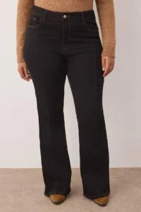 Trendyol Curve Special Collection Black High Waist ribbed flared leg Plus Size Flare jeans - Image 7