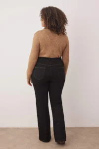 Trendyol Curve Special Collection Black High Waist ribbed flared leg Plus Size Flare jeans - Image 8