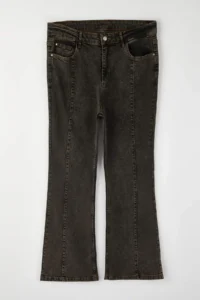 Trendyol Curve Special Collection Brown High Waist ribbed flared leg Plus Size Flare jeans - Image 5