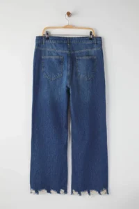Trendyol Curve Mavi Yüksel Waist Leg Destroyed Spainol Hem Plus Size Flare Fit jeans - Image 7