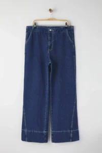 Trendyol Curve Mavi High Waist Stitching Detailed Wide Leg Plus Size Wide Leg jeans - Image 5