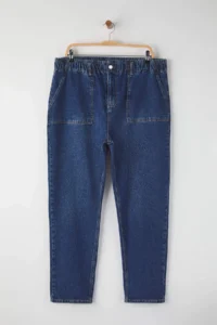 Trendyol Curve Mavi Yüksel Waist Elastic Waist Plus Size Mom Fit jeans - Image 5