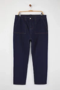 Trendyol Curve Dark Blue Yüksel Waist Elastic Waist Plus Size Mom Fit jeans - Image 5