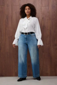 Trendyol Curve Special Collection Blue Yüksel Bey Pocket Detail Straight Fit plus size jeans
