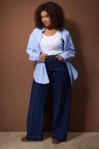 Trendyol Curve Special Collection Dark Blue Pocket Detail Straight Fit 100% Cotton Non-Stretch jeans