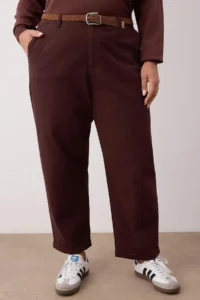 Trendyol Curve Brown High Waist Arched Mom Fit denim plus size jeans - Image 3
