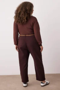 Trendyol Curve Brown High Waist Arched Mom Fit denim plus size jeans - Image 4