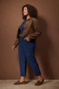 Trendyol Curve Navy Blue High Waist Arched Mom Fit denim plus size jeans - Image 2