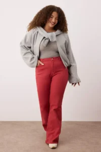 Trendyol Curve Brick Rejection High Waist flared leg denim Plus Size Flare jeans
