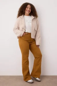 Trendyol Curve Mustard High Waist flared leg denim Plus Size Flare jeans - Image 2