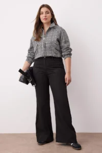 Trendyol Curve Black High Waist flared leg Plus Size Flare Fit jeans