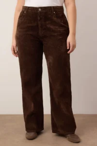 Trendyol Curve Brown Suede Look Straight Fit plus size jeans - Image 3