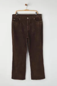 Trendyol Curve Brown Suede Look Straight Fit plus size jeans - Image 5