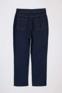 Trendyol Curve Dark Blue Cut-Out High Waist 100% Cotton Non-Stretch Straight Fit jeans - Image 6