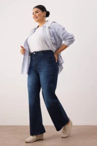 Trendyol Curve Gece Mavisi High Waist Wide Leg Plus Size Wide Leg jeans - Image 2