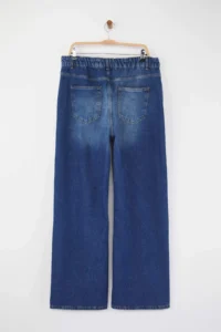 Trendyol Curve Dark Blue High Waist Elastic Waist Wide Leg Wide Leg plus size jeans - Image 7