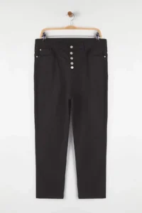 Trendyol Curve Non-fading Black High Waist Front buttoned Flexible/Stretch Plus Size skinny jeans - Image 5